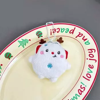 Christmas Plush Keychain Santa Claus Xmas Tree Deer Stuffed Doll Bag Decor Gift Headphone Deer