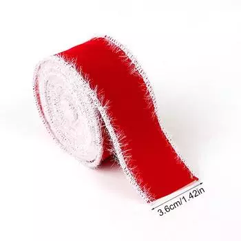 Christmas Plush Selvedge Yarn Ribbon Gift Wrapping Packaging Ribbons Handmade Solid Color Festival Accessories 2m/Roll