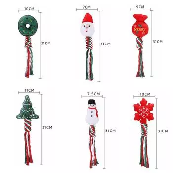Christmas Plush Squeaky Puppy Dog Toys Rope Knot Pet Chew Toy for Small Dogs Chihuahua mascotas Accessories juguetes para perro As the pictures