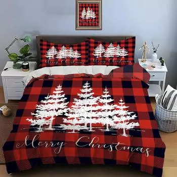 Christmas Print Bedding Set Duvet Cover 1 Duvet Cover 2 Pillowcases Adult And Kids Bedding Set Luxury Holiday Christmas Gifts EU single(135x200cm)