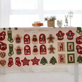 Christmas Printing Pattern Cloth 25cm Cotton Linen Fabric Sewing DIY Crafts