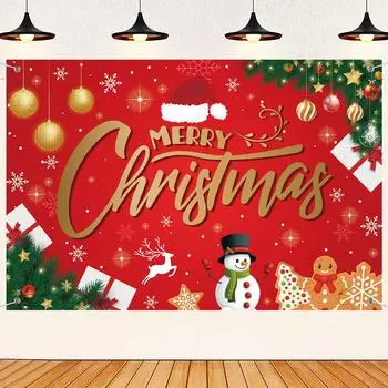 Christmas Red Backdrop Merry Christmas Decorations for Home 2024 Backdrop Xmas Party Ornaments Navidad Natal New Year Gift 2025