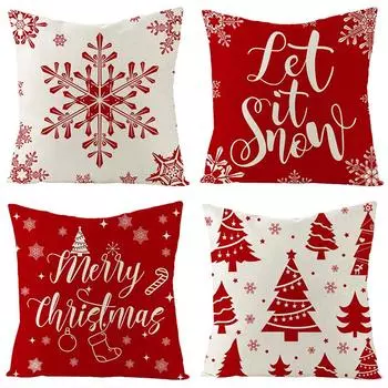 Christmas Red Throw Pillow Case Holiday Home Decoration Cushion Cover cojines decorativos para sof poszewki na poduszki 40x40cm