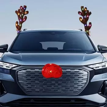 Christmas Reindeer Decor Light Up Christmas Reindeer Antlers Car Kit Festive Decorative Accessories Car Reindeer Antlers And Dark Coffee