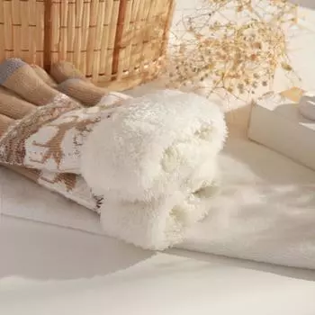 Christmas Reindeer Jacquard Knit Gloves Plush Cuff Thick Warm Gloves Autumn Winter Soft Coldproof Touchscreen Gloves чёрный