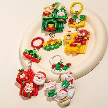 Christmas Resin Melody Kt Santa Claus Key Chain Diy Phone Chain Cartoon Pendant Backpack Charms Christmas Gift жёлтый