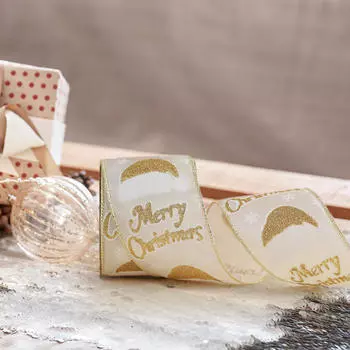 Christmas Ribbon 2.5 inch Wide Versatile Elegant Flexible DIY Xmas Decoration with Wire for Birthday Style B