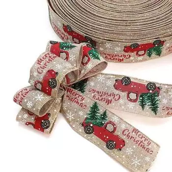 Christmas Ribbon Classic Wrapping Christmas Tree Ribbon Wreath Bows DIY Fabric Swirl Ribbon Burlap Xmas Gift Decoration 2M by 5cm