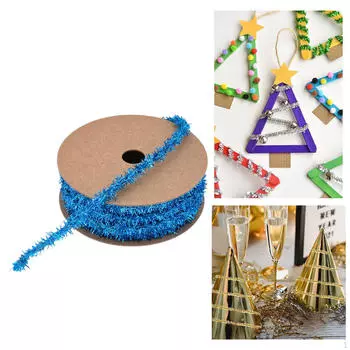 Christmas Ribbon Glitter Decorative Ribbons Gift Wrapping for Cake синий