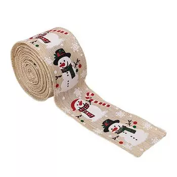 Christmas Ribbon Wired Christmas Ribbon Snowman Ribbon For Christmas Tree Gift Wrapping Crafts Wreath Garland Bow Decor хаки