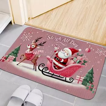 Christmas Santa Claus Pink Rug Home Decor Carpet for Living Room Baby s Room Floormat Bedroom Bedside Footmat Navidad Decoration 40x60cm 16x24inch