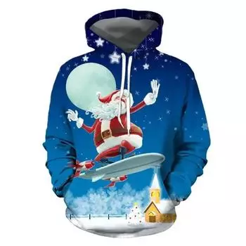 Рождественская серия Творческая личность Картина Пуловер 3D Печать Свободный и удобный Спорт и Отдых Тренд Модный Толстовка 4XL
