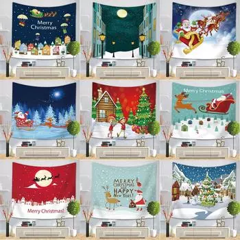 Christmas Series Tapestry Digitally Printed Hanging Cloth Snowman Elk Tapestry 100x75cm