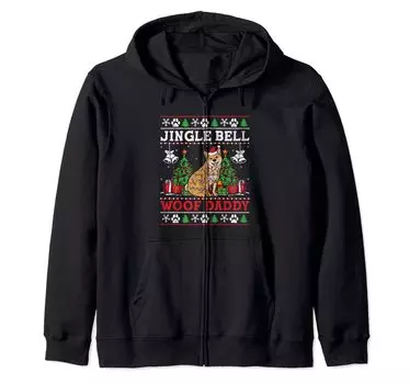 Christmas Shiba Inu Dad Dog Lover Owner Animal Rescue Zip Hoodie чёрный