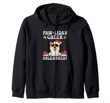 Christmas Shiba Inu Dad Dog Lover Owner Animal Rescue Zip Hoodie чёрный