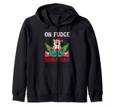 Christmas Shiba Inu Dad Dog Lover Owner Animal Rescue Zip Hoodie чёрный