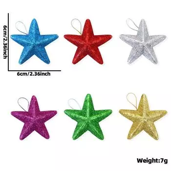 Christmas Shimmering Vibrant Star Hangings Beautiful Five Point Stars For Holiday Decor 6cm Color Stars