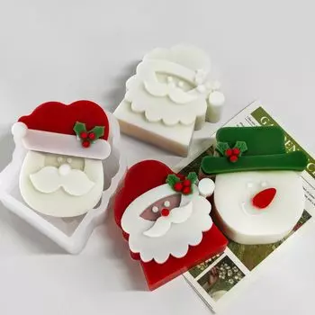 Christmas Silicone Mold Santa Claus Snowman Candle Mold Chocolate Baking Mold DIY Handmade Candle Mold for Xmas Home Decor Gift