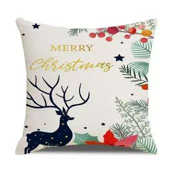 Christmas simple print series linen pillow home sofa cushion office pillow case does not include pillow core 45*45cm