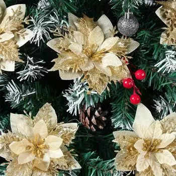Christmas Sitmulation Flowers Merry Christmas Decorations for Home 2024 Flower Xmas Ornament Navidad Natal New Year Gift 2025
