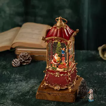 Christmas Snow Globe Merry Music Box with 8 Play Movement Lantern Lamp for Wife