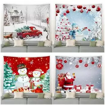 Christmas Snowman Christmas Tree Tapestry Bedroom Living Room Home Christmas Decoration Tapestry 100x75cm