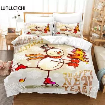 Christmas, Snowman Duvet Cover Set, Fashion Bedding Set, Soft Comfortable Breathable Duvet Cover, For Bedroom Guest Room Decor EU single(135x200cm)