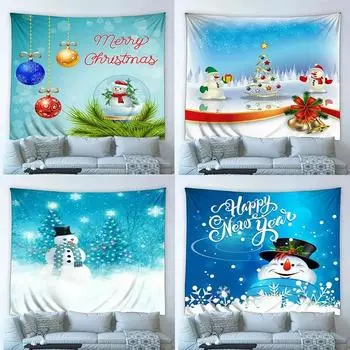 Рождественский снеговик Роскошный гобелен Спальня Гостиная Домашнее Рождественское украшение 100x75cm
