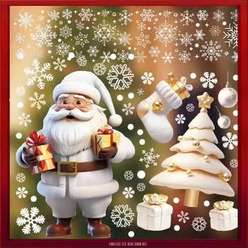 Christmas Snowman Snowflake Santa Claus Wall Sticker New Year Glass Window Decoration Mural Room Home Decor Electrostatic Decals