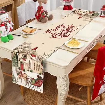 Christmas Snowman Table Runner Christmas Decorations for Home 2024 Xmas Party Decor Ornaments Navidad Natal New Year Gifts 2025