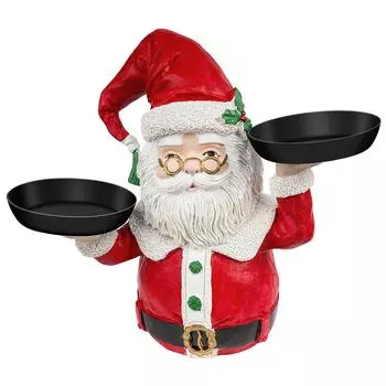 Christmas Snowman Treats Holder Santa Holding Tray Fruit Bowl Rack Resin Home Party Food Snack