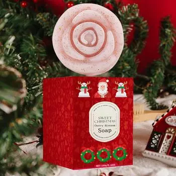 Christmas Soap Christmas Cherry Blossom Soap Nicotinamide Soap Bath Handmade Cleansing Soap 100 G/box