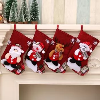 Christmas Socks Gift Bag Christmas Decoration Santa Claus Snowman Elk Bear Christmas Tree Hanging Ornaments New Year Party Decor