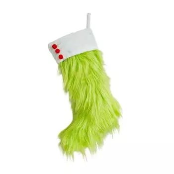 Christmas Socks, Green Plush Christmas Socks, Fireplace Stairs Hanging Decoration, Imitation Plush Christmas Snack Candy Bag One Size