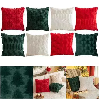 Christmas Soft Plush Pillowcase 45x45cm Cushion Cover Couch Cushion Case for Couch Sofa Holiday Festivals Winter Home Decor