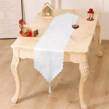 Christmas Solid Polyester Table Runner Fashion Party Banquet Holiday Party Xmas Decoration Table Flag белый