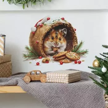 Рождественские белки крадут печенье спальня гостиная кабинет фон ландшафтный дизайн настенные наклейки 22*29CM/fun-f229