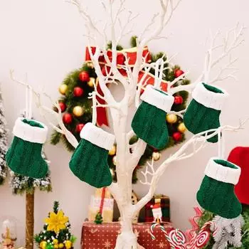 Christmas Stocking Dog Claw Socks/Knit Sock New Year Candy Gift Bag Xmas Tree Fireplace Hanging Decoration Red Green Sock 11x10x7cm красный