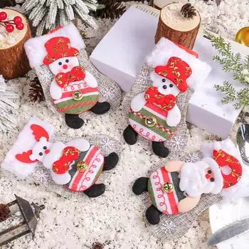 Рождественский чулок плюшевый Санта снеговик медведь олень Рождественский чулок подвеска праздничное подвесное украшение C