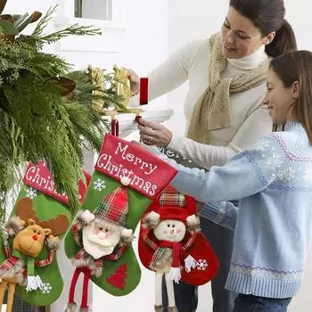 Christmas Stocking Sack Xmas Gift Candy Bag Noel Decorations for Home Navidad Sock Tree Decor New Year