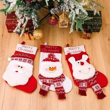 Christmas Stockings Reindeer Home Party Gift Bag Snowman Pendant Santa Claus Hanging Decoration