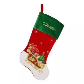 Christmas Stockings – Santa’s Sleigh & Gifts Design One Size красный