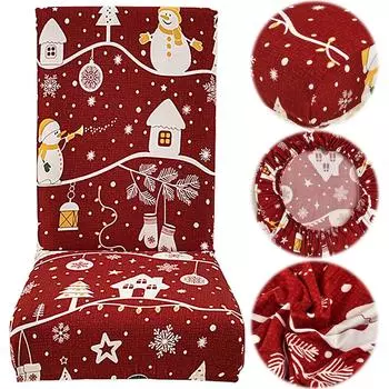Christmas Stretch Chair Slipcovers Washable Printed Chair Covers Reusable Removable Chair Covers for Holiday Party Decor 1Pc
