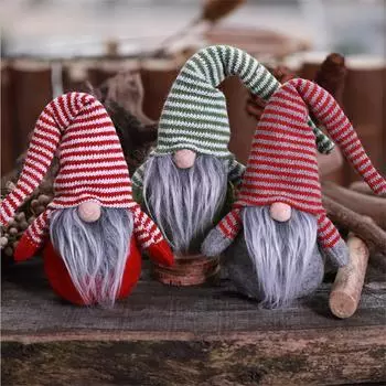 Christmas Striped Hat Faceless Doll Small Doll Adornment Children s Plush Toy красный/белый