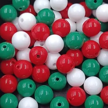 Christmas Style 60Pcs/50Pcs/30Pcs Jewelry Making Accessories Round DIY Necklace Bracele Acrylic Loose Beads Handmade 8-16mm Material Accessories 8mm/60Pcs