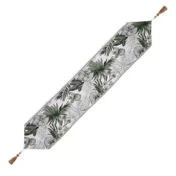 Christmas Stylish Table Decoration Blue Green Floral Table Runner For Home Decor StyleA