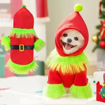 Christmas Suits Holiday Clothes Pet Dog Cat Old Man Teddy Bigbear Clothing Dog Supplies Cat Clothing S (bust 35cm 3-2.5kg)