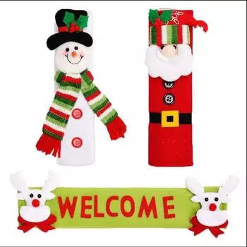 Christmas supplies - European style microwave gloves cartoon velvet snowman refrigerator gloves oven protective cover 20x12x5cm