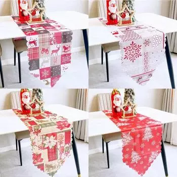 Рождественская дорожка для стола Рождественская полиэстеровая напечатанная скатерть Декоративная салфетка для стола