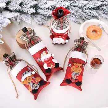 Christmas Table Wine Bottle Covers Restaurant Party Decoration Santa Claus Wine Bottle Set Wine Bag Gift Bags Champagne Covers